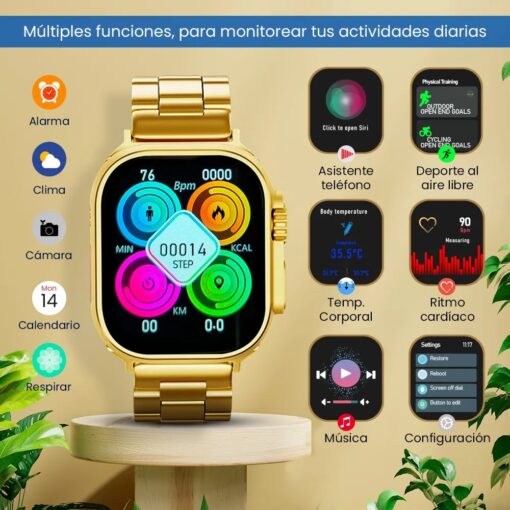 Smartwatch Vintage Gold Collection c/ 3 Braceletes