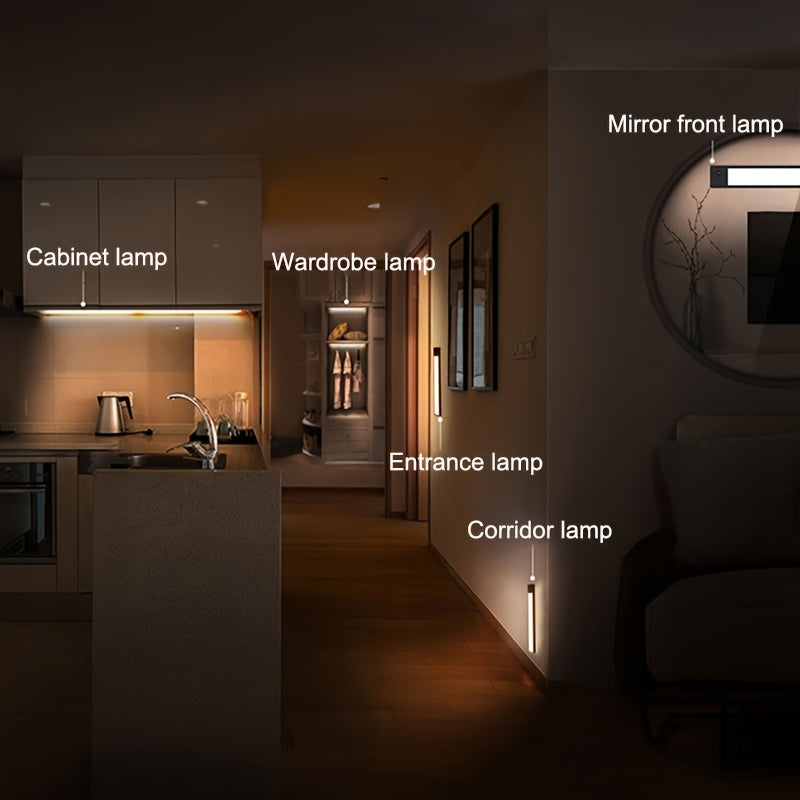 Luz LED sem fios com sensor de movimento para armários de cozinha, roupeiros e outros espaços.