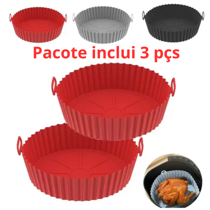 Kit com 3 formas de silicone para AirFryer