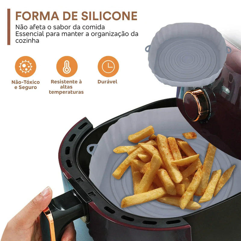 Kit com 3 formas de silicone para AirFryer