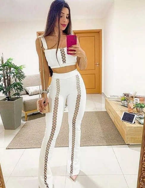 Conjunto Calça Flare Cropped