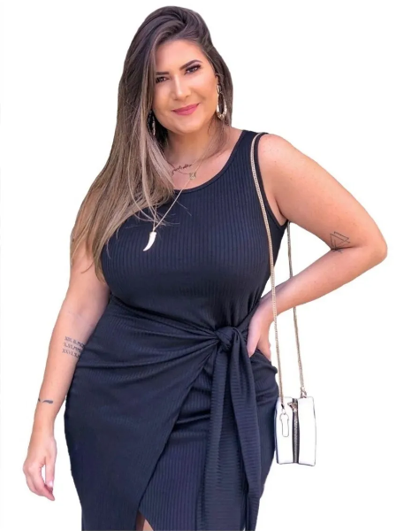 Vestido Canelado Plus Size