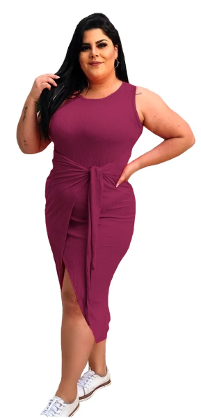 Vestido Canelado Plus Size