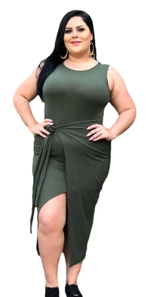 Vestido Canelado Plus Size