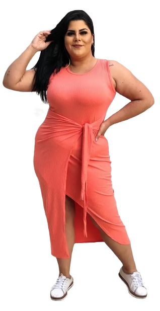 Vestido Canelado Plus Size